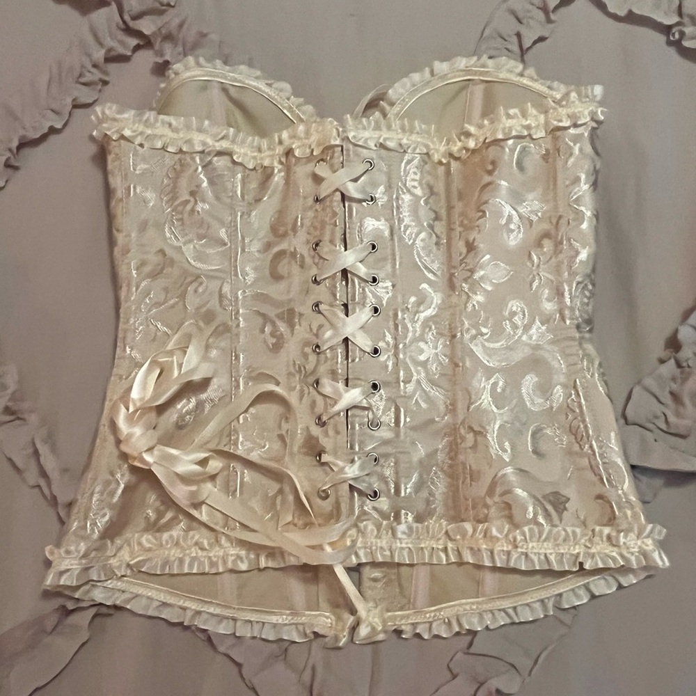 Source Unknown/Women’s NWOT Gold and Cream Lace-Up Corset Size S - Picture 5 of 8